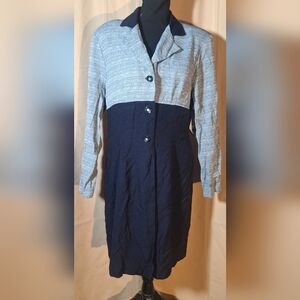 Vintage I.S.B. "Working Girl" Elegant Two-Tone Midi Dress